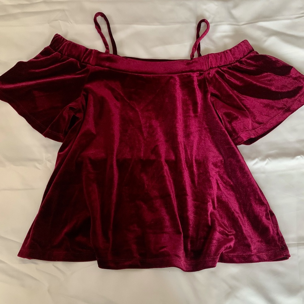 Red Off-the-Shoulder Velvet Top